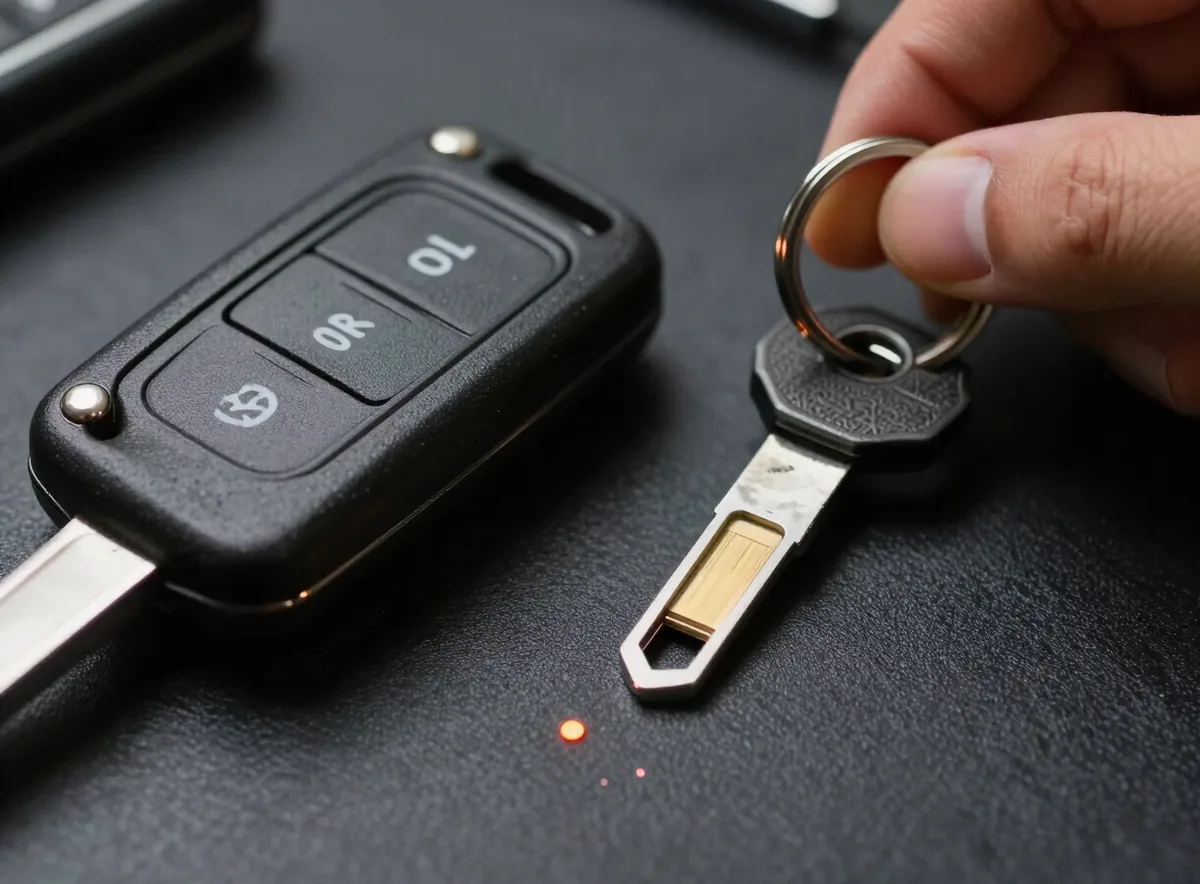 New transponder key alongside an original broken key