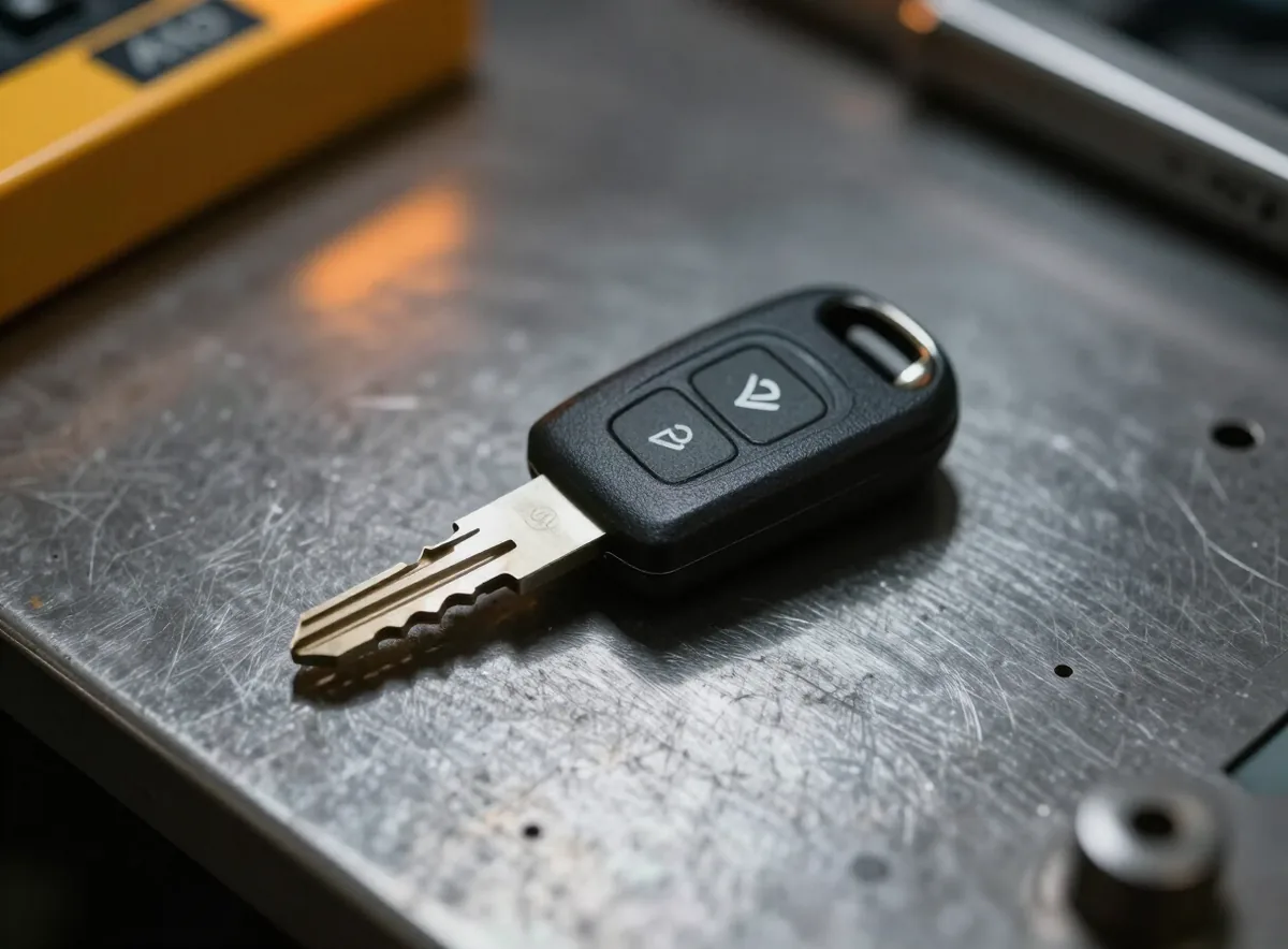 Freshly cut transponder keys laid out on a workbench