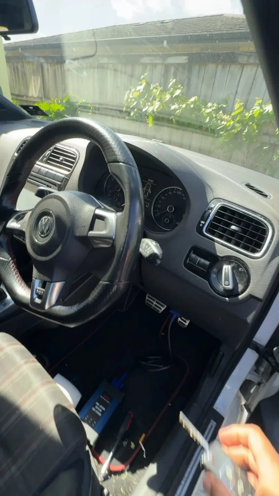 Programming equipment inside a VW Polo GTI during an all keys lost job